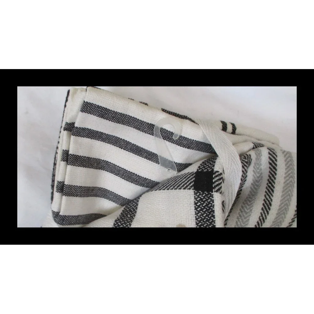 10 Pack 100% Cotton Kitchen Towels Flat Weave Black & White
